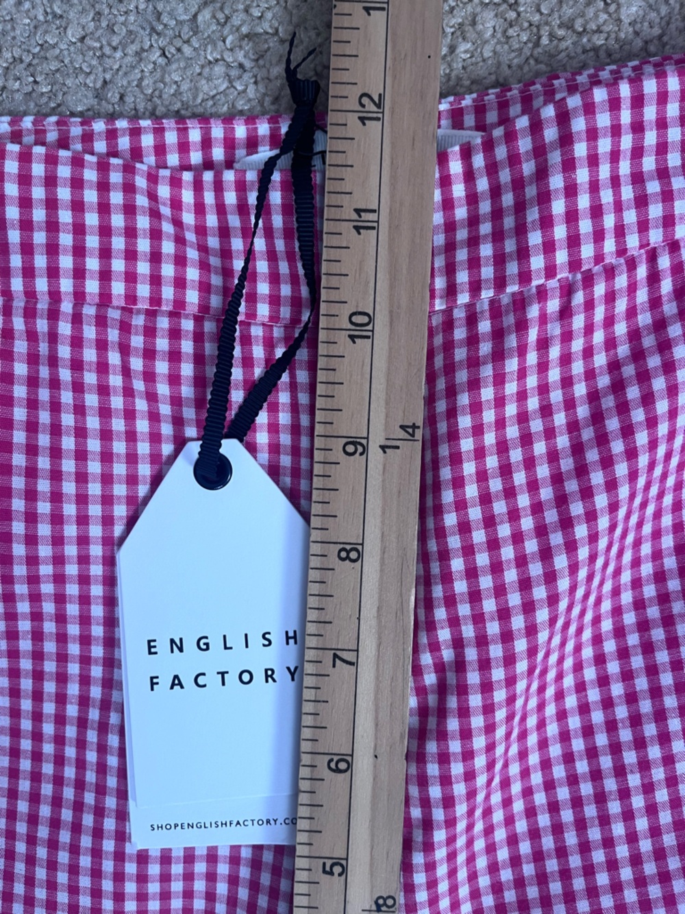 English Factory Red White Check Gingham Set Size Small Wide leg Crop Top NWT - Picture 13 of 16